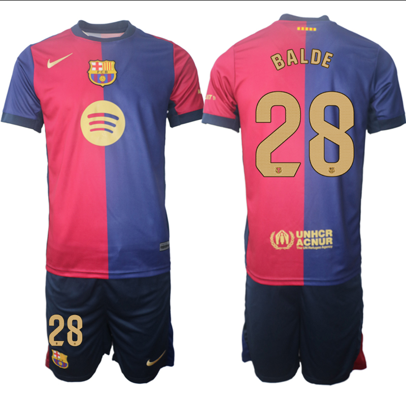 Men 2024-2025 Club Barcelona home Red blue 28 Soccer Jersey